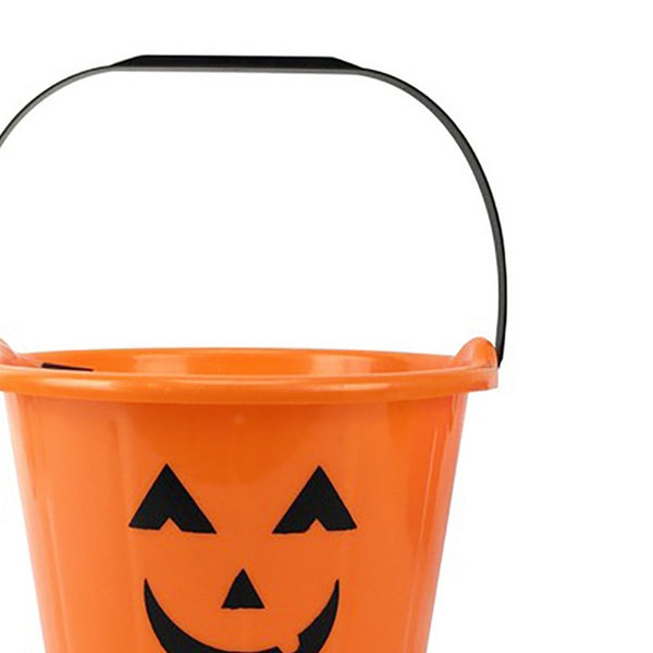 Halloween Pumpkin Bucket | Orange Plastic, 18 x 18 x 17cm