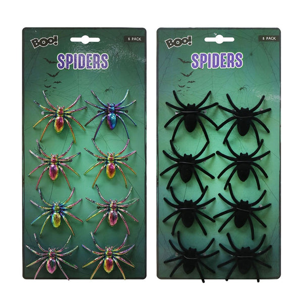 Creepy Spider Halloween Decorations - Pack of 8, Assorted Designs