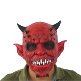Halloween Red Devil Latex Mask with Black Horns | Adult One Size
