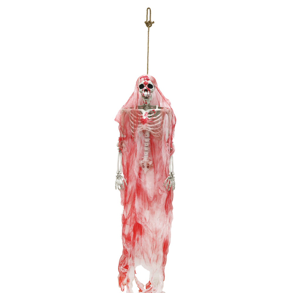 Boo! Hanging Upper Skeleton in Bloody Cloth | 222cm