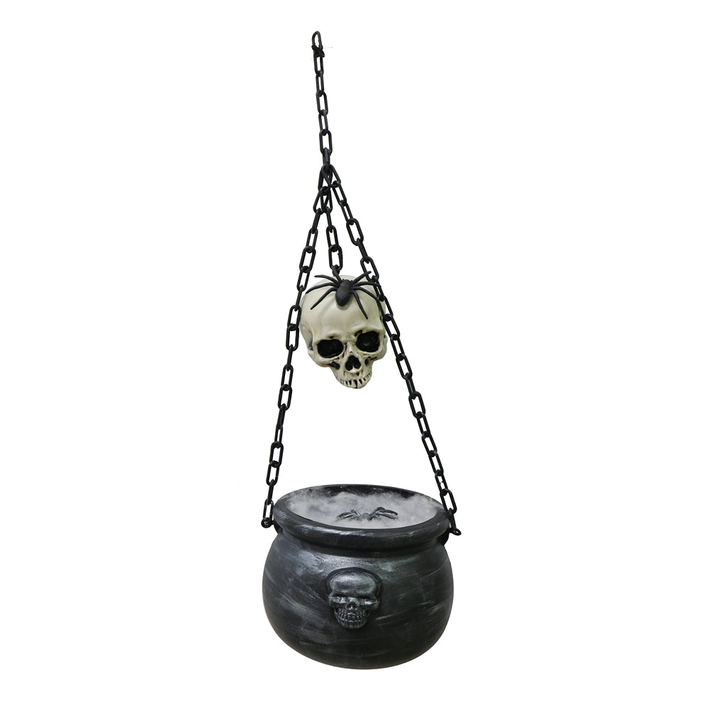Boo! Hanging Light Up Cauldron with Skull &amp; Spider