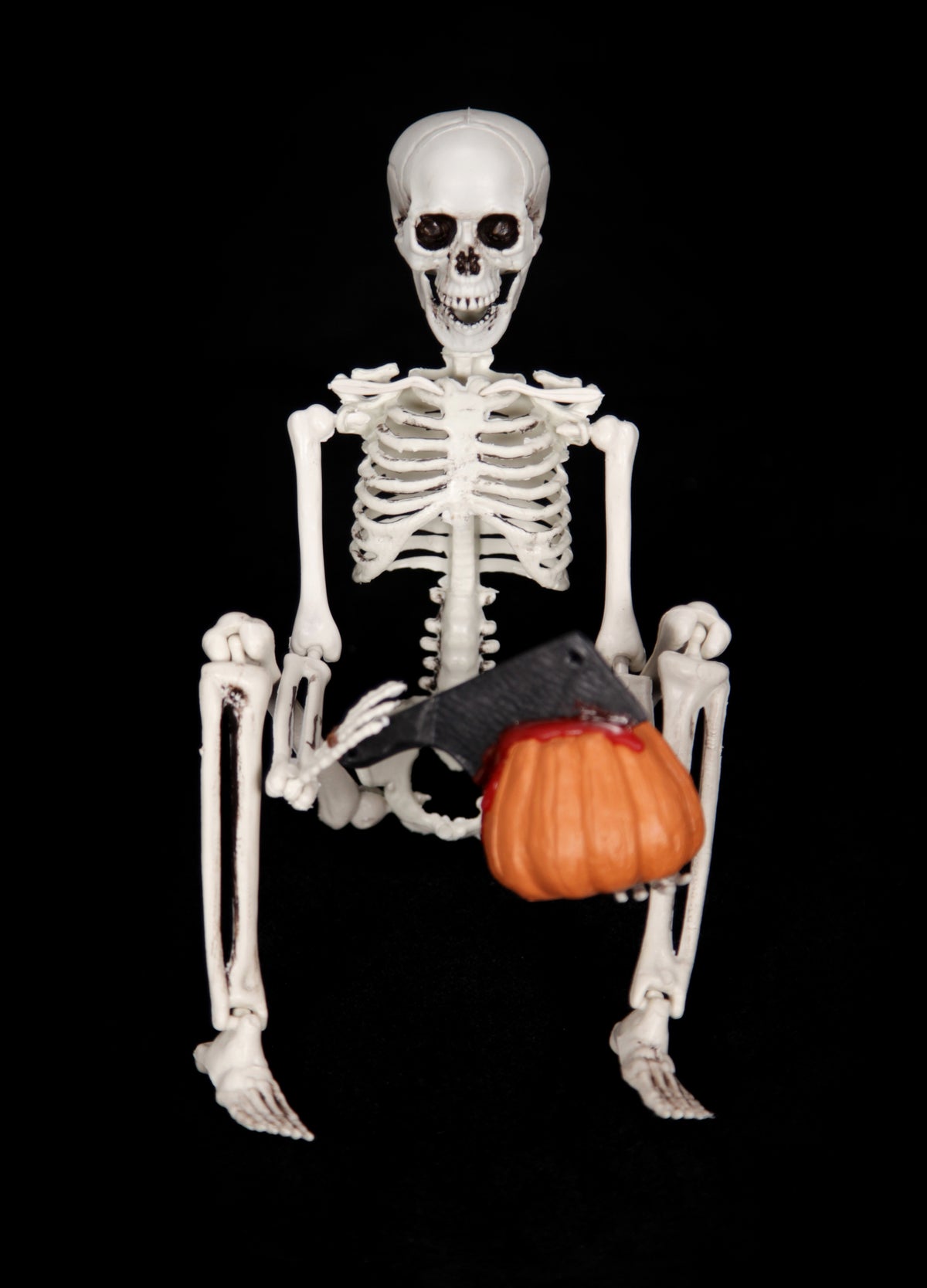 Boo! Posable Skeleton with Pumpkin &amp; Knife | 40cm