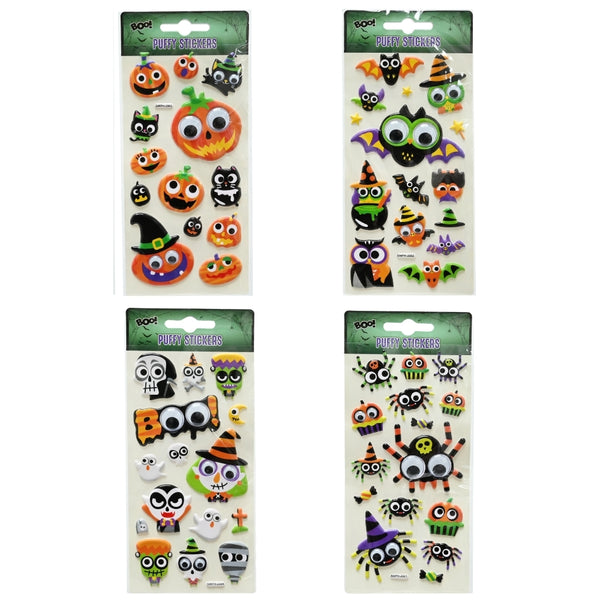Halloween Bobble Eyed Puffy Stickers | Assorted Designs, 8.9 x 17.3cm