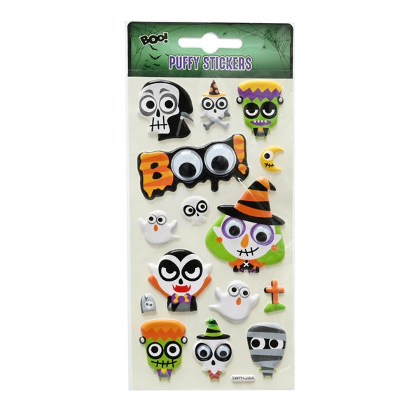 Halloween Bobble Eyed Puffy Stickers | Assorted Designs, 8.9 x 17.3cm
