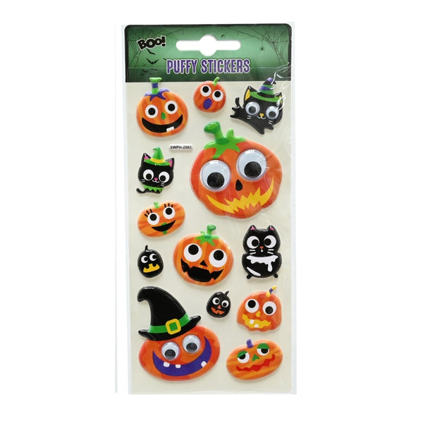 Halloween Bobble Eyed Puffy Stickers | Assorted Designs, 8.9 x 17.3cm