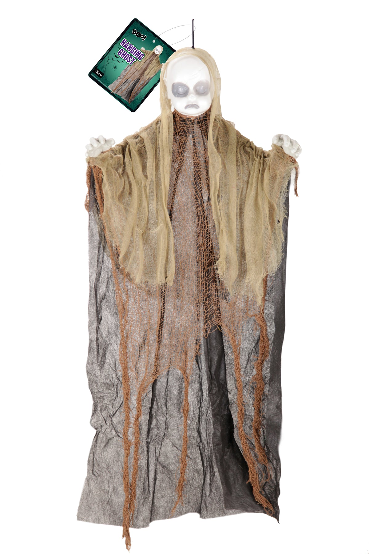 Boo! Hanging Child Ghost Decoration in Draped Clothes | 100cm