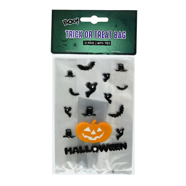 Halloween Trick or Treat Bags with Ties | 10.5 x 16cm, Pack of 12