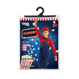 Kids Red Plumber Overalls Halloween Costume | 3 Sizes Available
