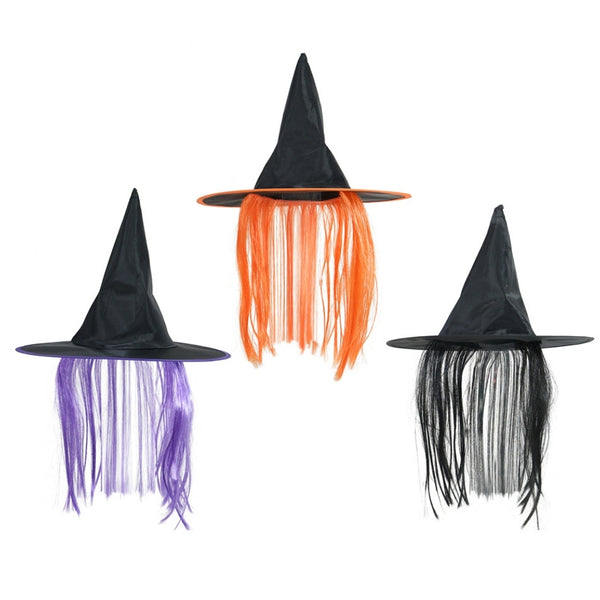Halloween Witch Hat with Wig | 39 x 39 x 30cm