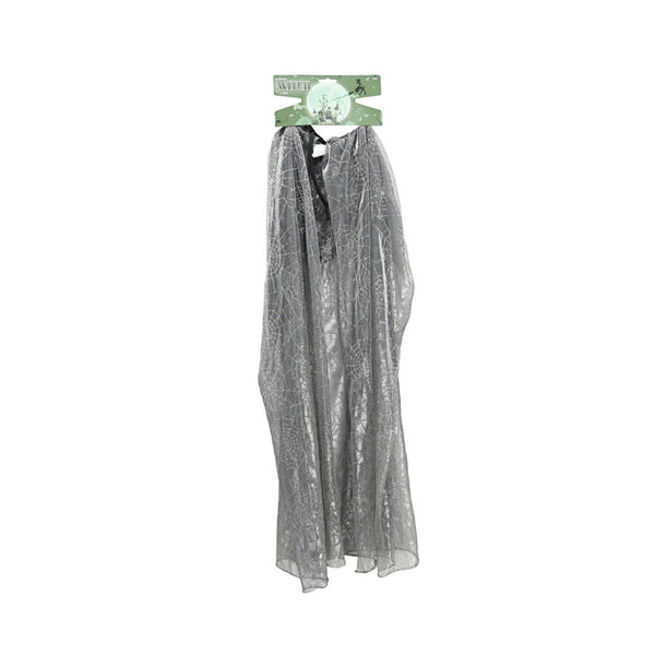 Halloween Witch Spider Web Cape | 150 x 100cm Black Costume Accessory