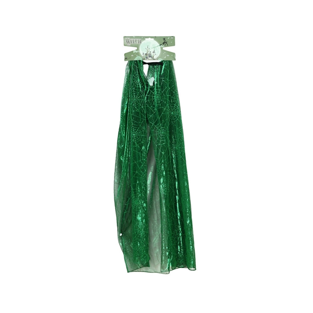 Halloween Witch Spider Web Cape | 150 x 100cm Black Costume Accessory