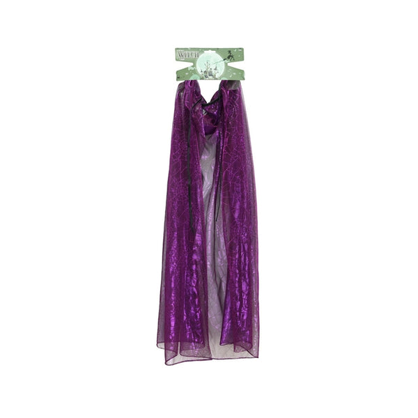Halloween Witch Spider Web Cape | 150 x 100cm Black Costume Accessory