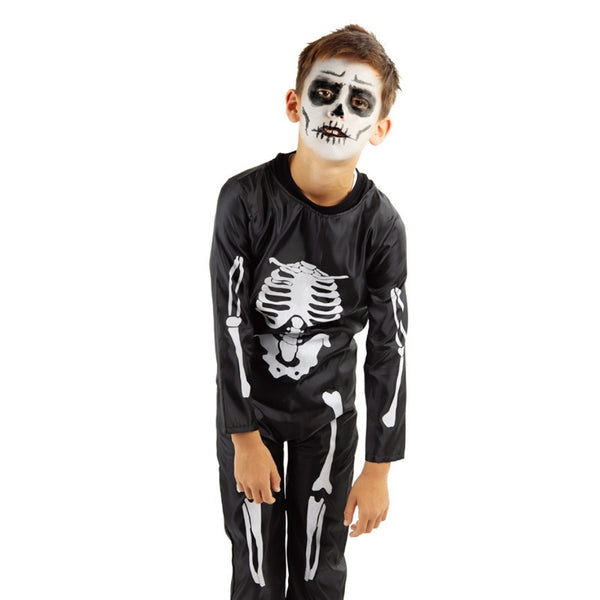 Kids Black Skeleton Halloween Costume Jumpsuit | Full Body Print