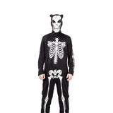 Adult Halloween Skeleton Jumpsuit Costume with Mask | Black and White