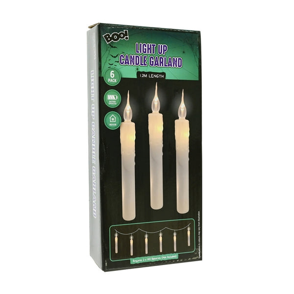 Halloween Battery Operated LED Candle Garland | 1.2m, 6 Piece Set