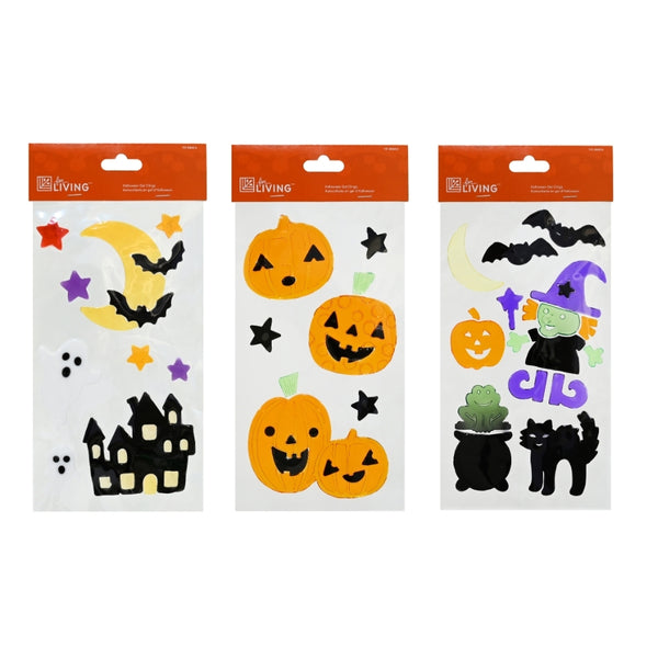 Halloween Gel Window Clings | Pack of 3 Assorted, 14.3 x 24.5cm Sheets
