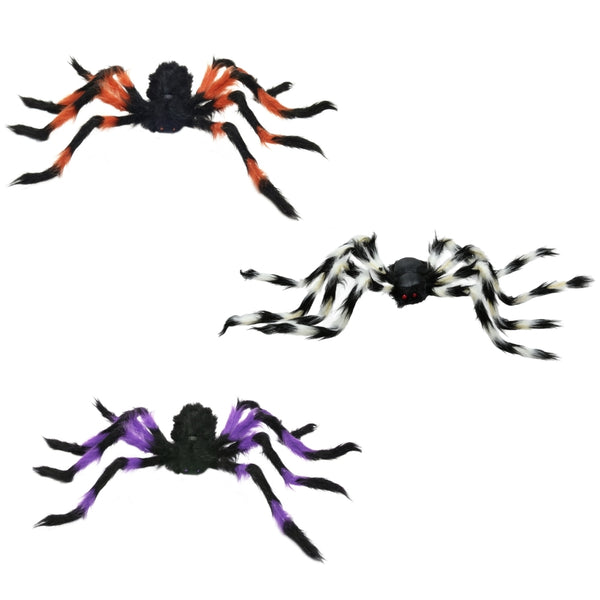 Halloween Colourful Hairy Spider Decoration | 90cm, Assorted Colours