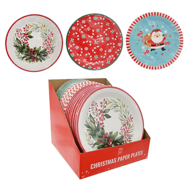 Festive Magic Christmas Paper Plates - 23cm, Pack of 6, Assorted Designs