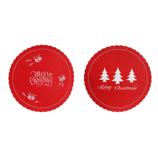 Festive Magic Red Felt Christmas Placemat - 35cm, Assorted Designs