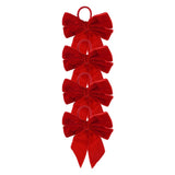 Festive Magic Mini Red Bow Christmas Napkin Rings - Velvet Look, Pack of 4