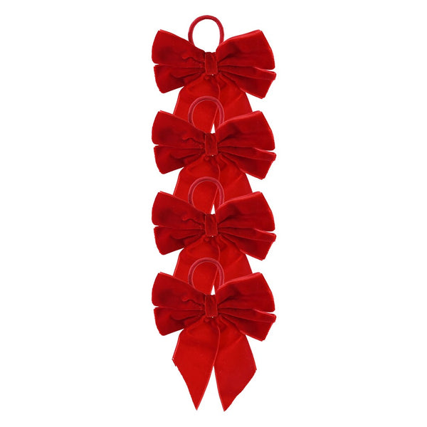 Festive Magic Mini Red Bow Christmas Napkin Rings - Velvet Look, Pack of 4