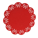 Festive Magic Christmas Bow Felt Placemat - Red, Scalloped Edge, 35cm