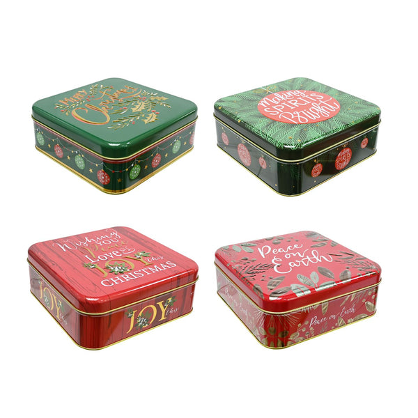 Cookie Tin Embossed Christmas | Assorted Designs