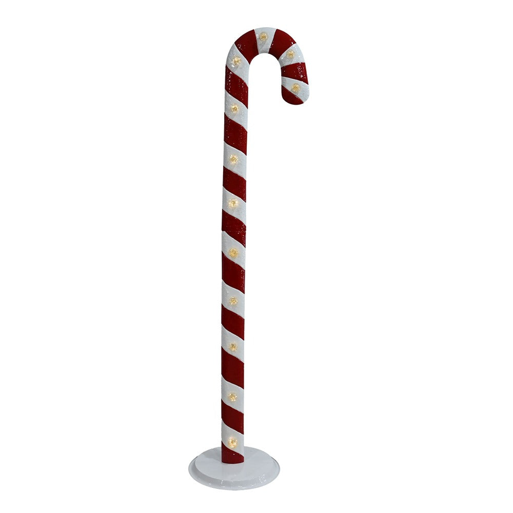 Festive Magic Giant Light-Up Metal Candy Cane Decoration - 235cm, Red and White
