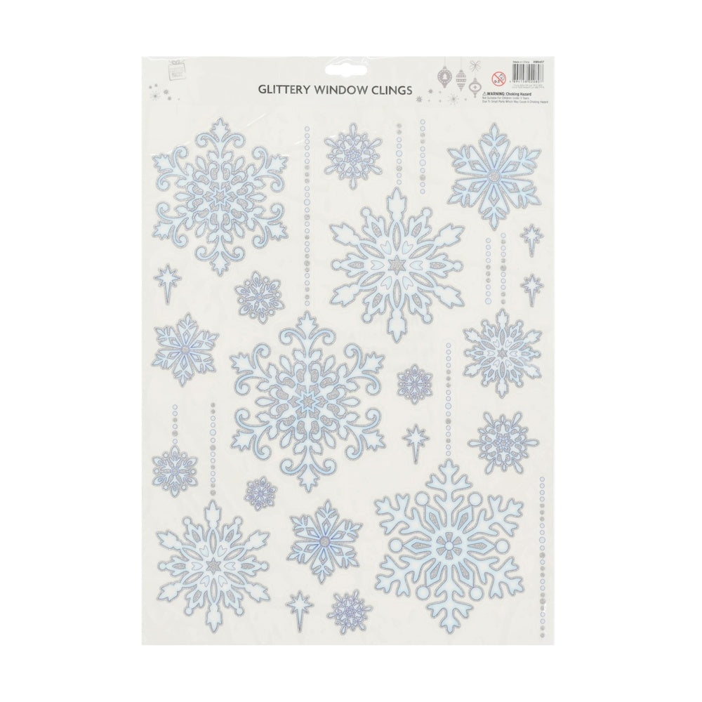 Christmas Glitter Snowflake Window Cling - PVC Material - 29x38cm