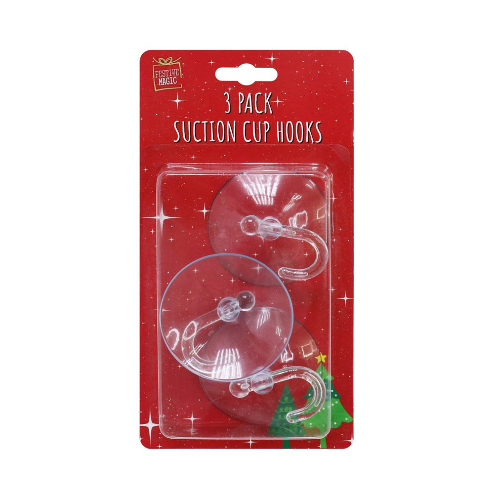festive magic large suction cup hooks - pack of 3