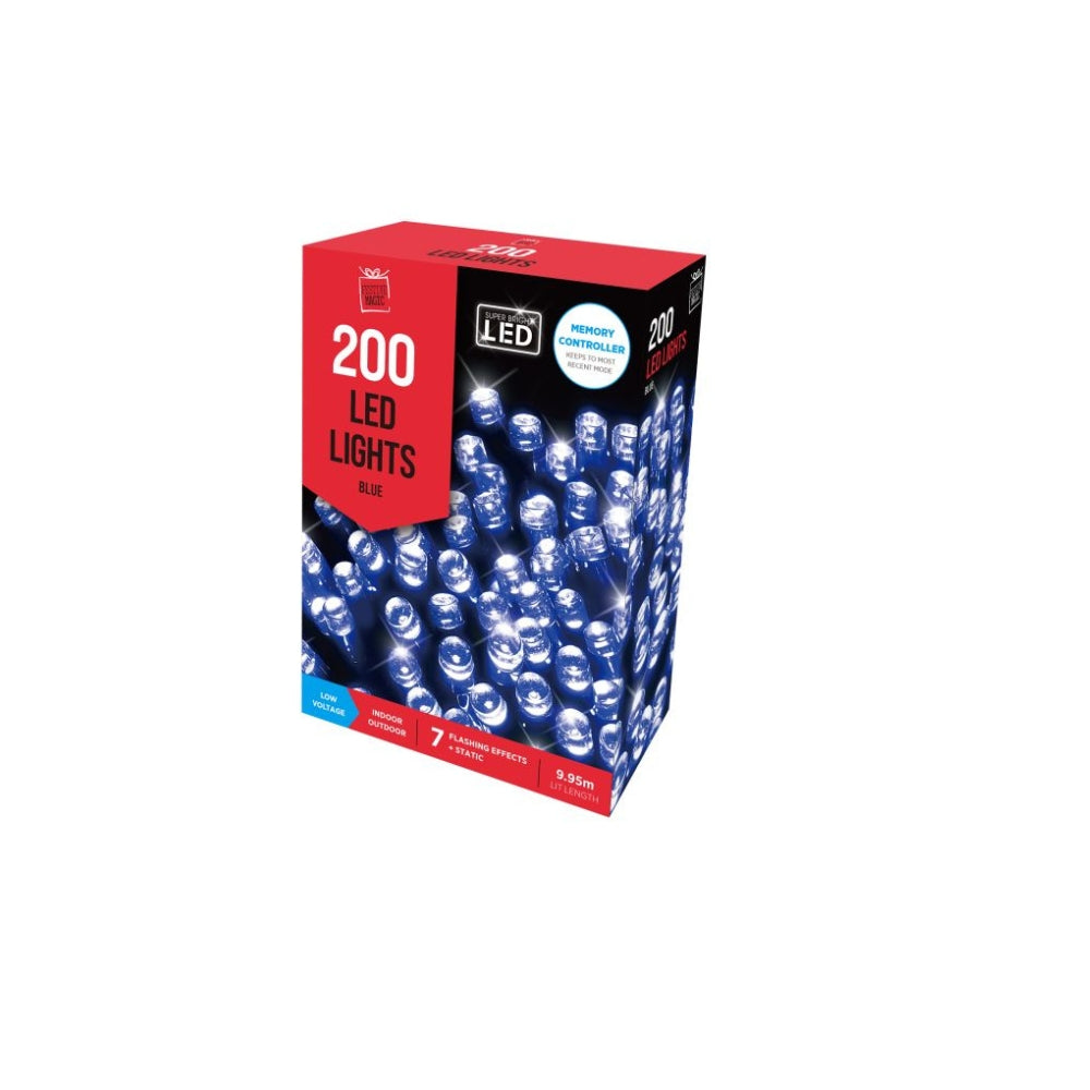 festive magic 200 blue led christmas lights - 8 functions