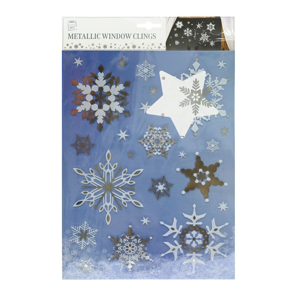 Foil Window Sticker Snowflake | White with Silver Foil Snowflakes