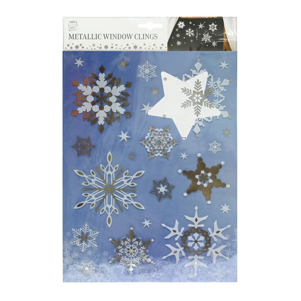 Foil Window Sticker Snowflake | White with Silver Foil Snowflakes