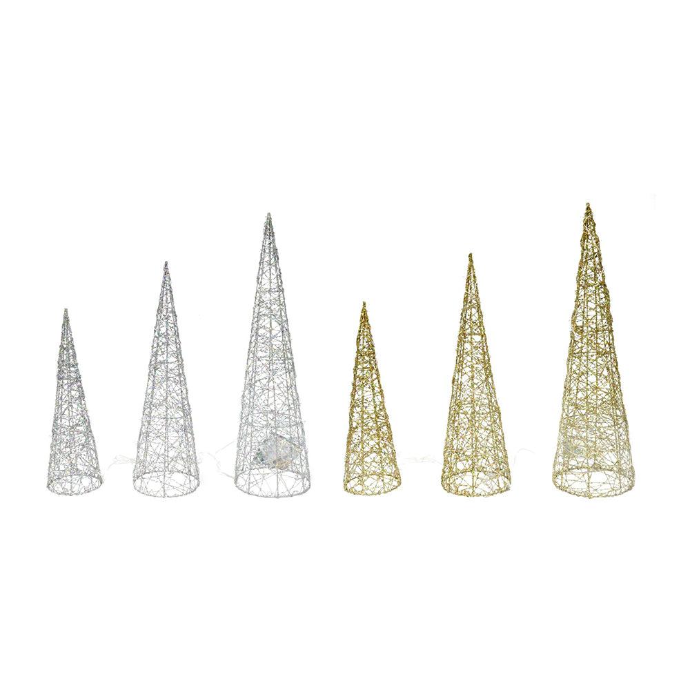Light Up Glitter Cone Tree | Set of 3