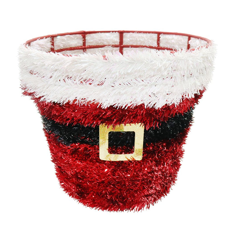 festive magic tinsel santa bucket - 26cm