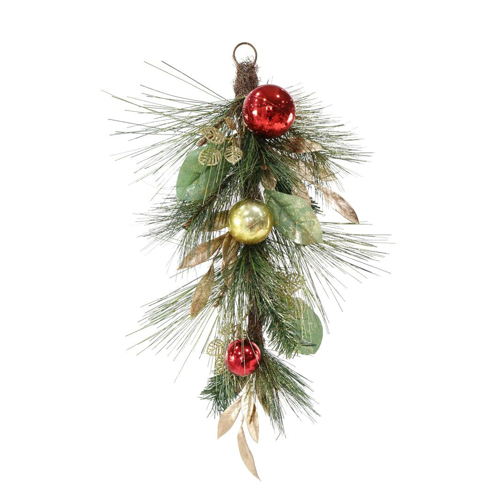 festive magic bauble glittered pine swag - 70cm