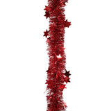 Festive Magic Red Star Christmas Tinsel Garland - 2m, Metallic Finish