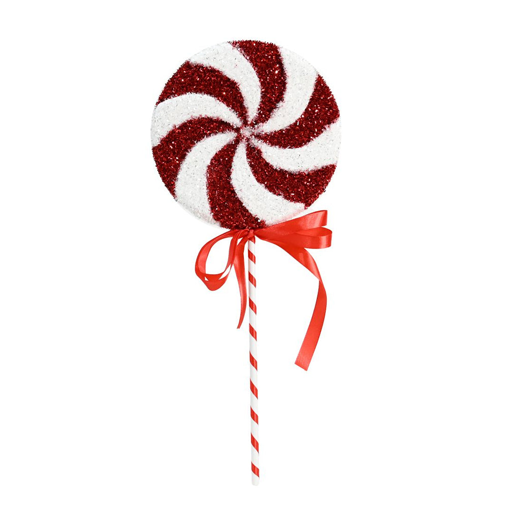 festive magic candy cane red tinsel lollipop - 47cm