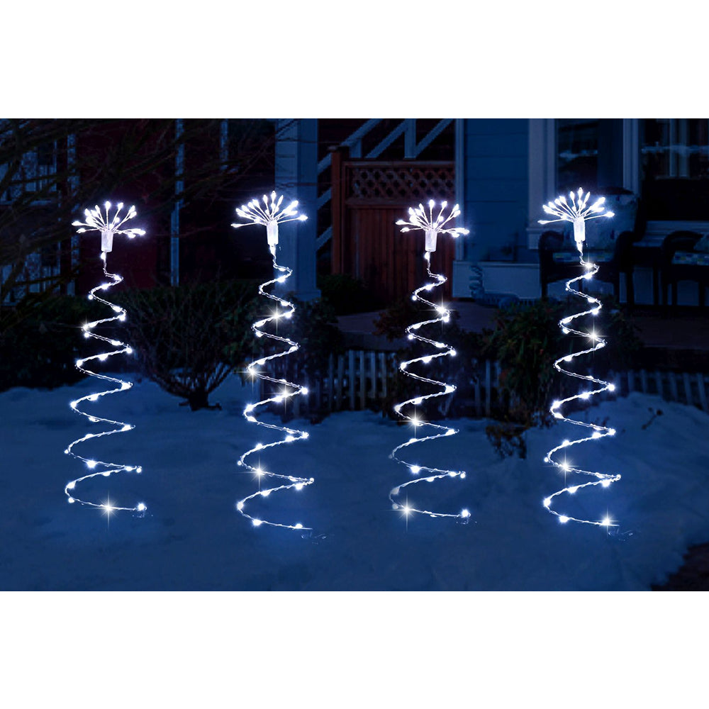 festive magic cool white led spiral wire path tree christmas light decorations - pack of 4