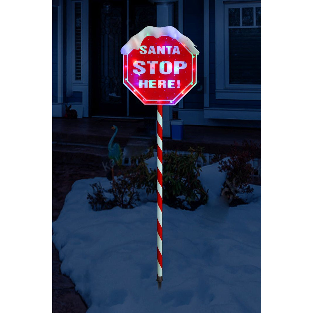 festive magic festive magic warm white led santa stop sign - 100cm