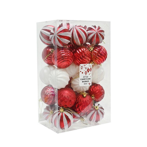 Baubles Candycane Style | 6cm | Pack of 30