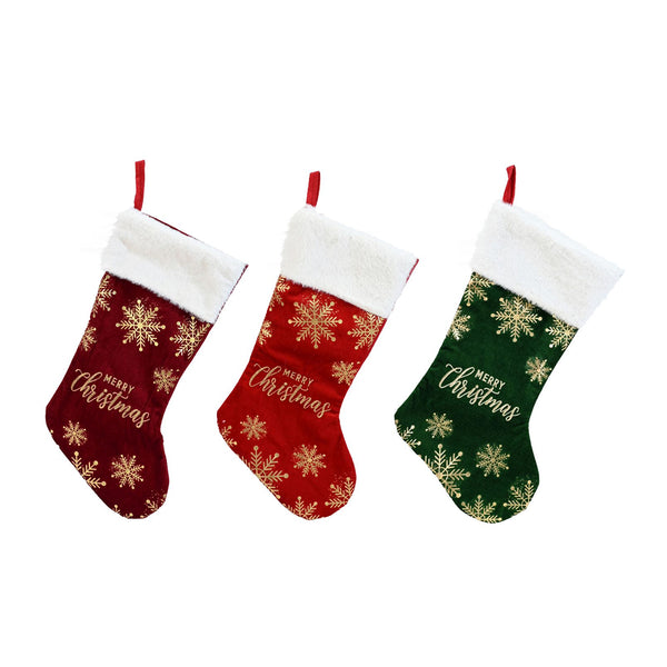 Classic Velvet Christmas Stocking | 54cm, Assorted Colours, Gold Embroidery