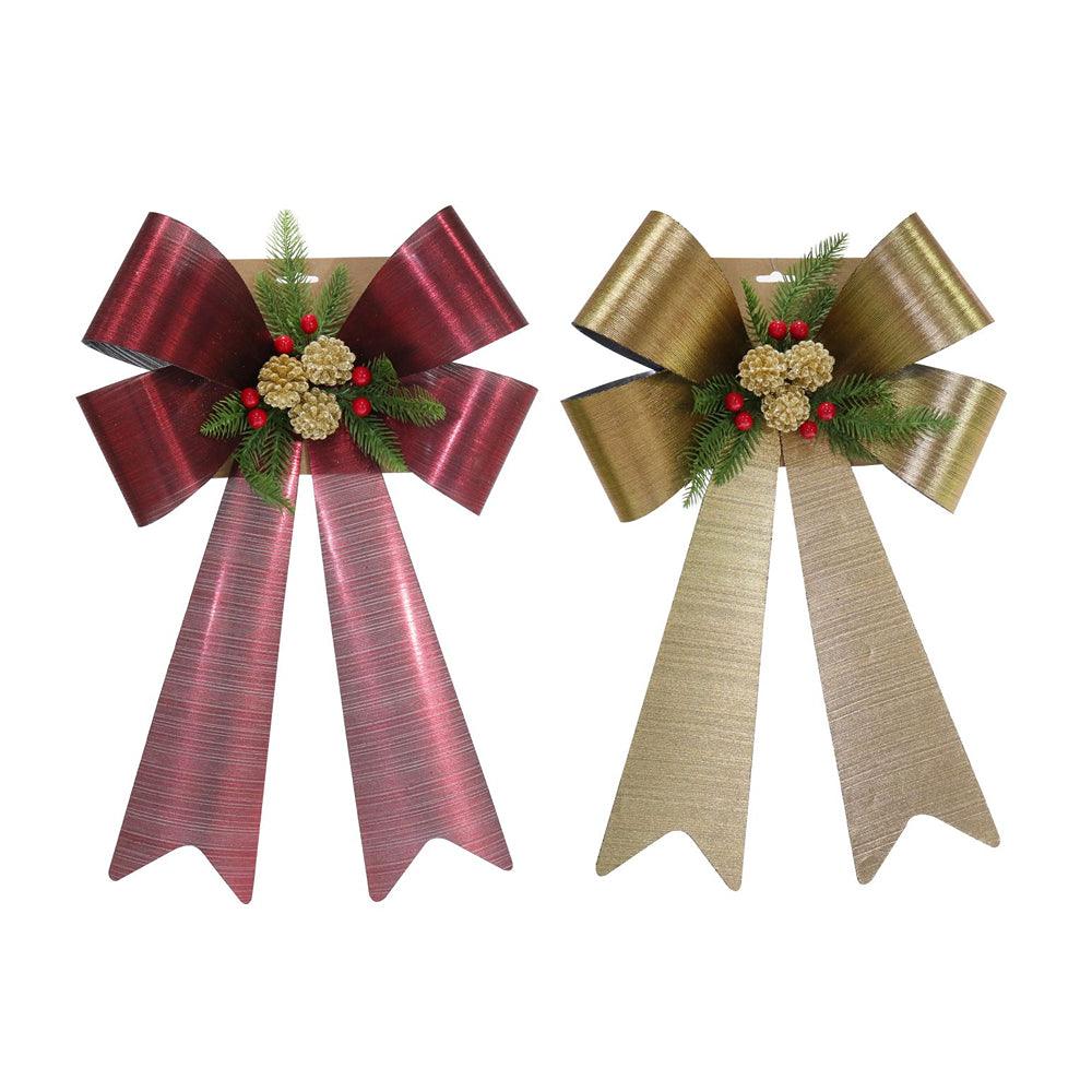 Rustic Giant Bow With Berries And Pinecone | 37 x 54cm