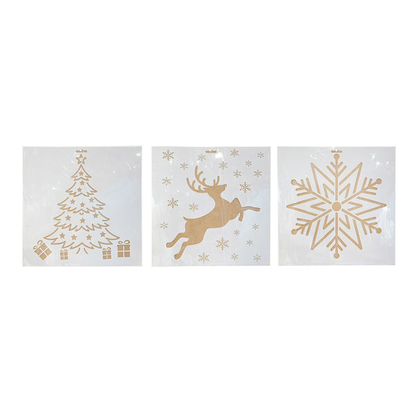 Christmas Snow Spray Stencils | 40cm, White PVC, Assorted Designs