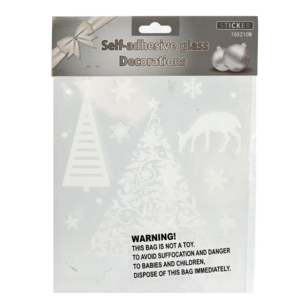 Christmas Window Flocked Stickers White | 18 x 21cm, Assorted Designs