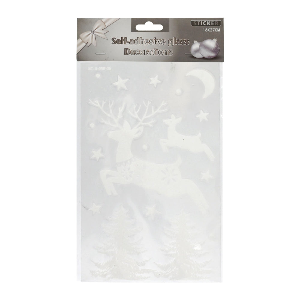 Festive Magic Flocked Christmas Window Sticker - 16 x 27cm, Assorted Designs