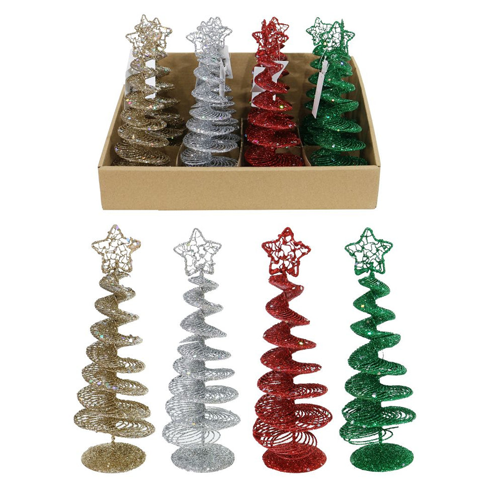 Glitter Wire Spiral Tree | 20cm, Assorted Colours, Star Topper