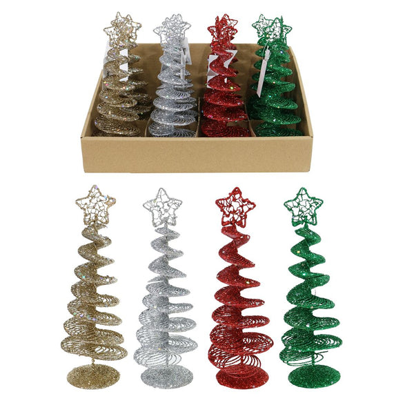 Glitter Wire Spiral Tree | 20cm, Assorted Colours, Star Topper