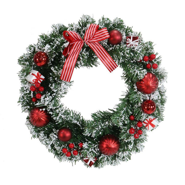 Deluxe Heavy Snowy Pine Wreath | 40cm