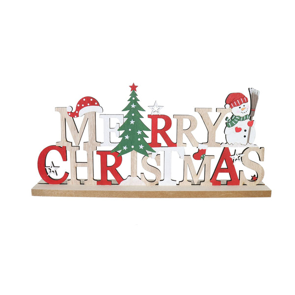Merry Christmas Table Sign with Snowman and Tree | 40cm